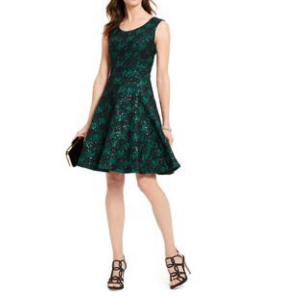 IMC green fit and flare dress NWT